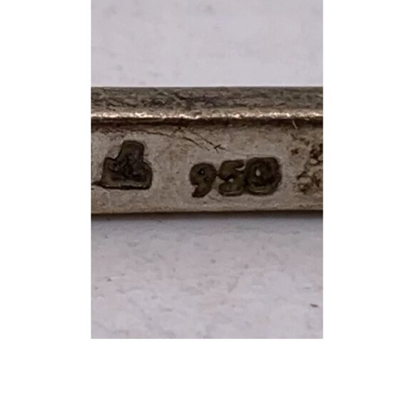 VTG Taxco Mexico Signed 950 SS Britannia Turquoise Bangle Bracelet Sz 7  23.7g - Picture 5 of 10